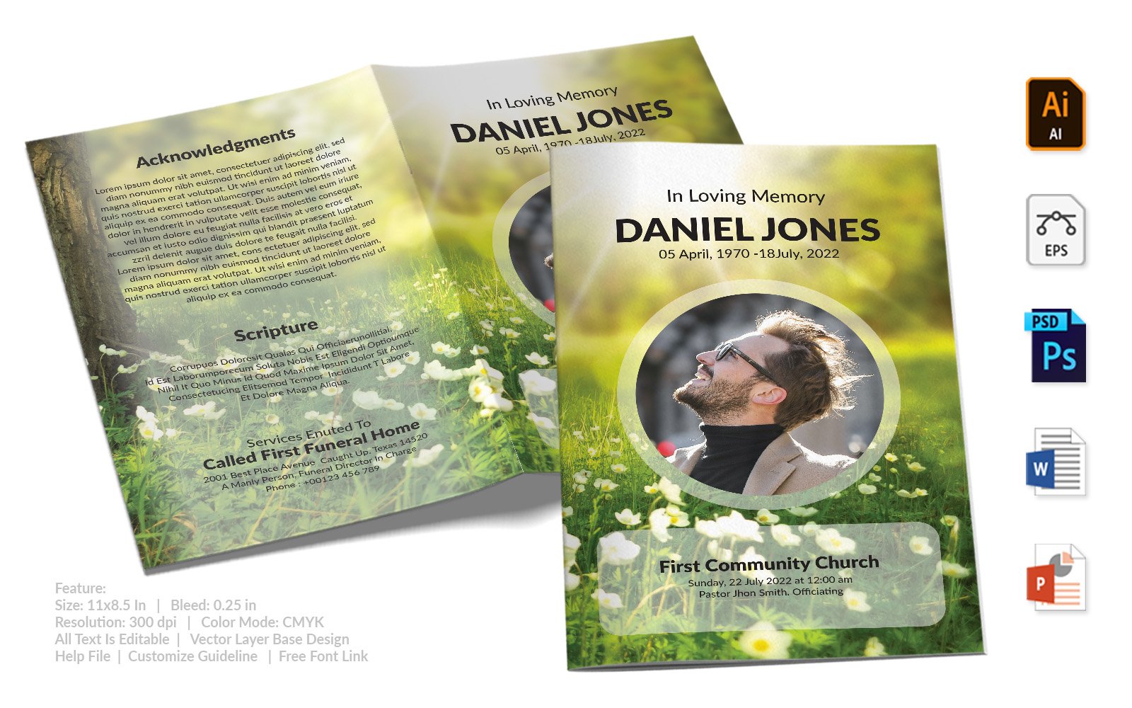 Printable Funeral Program - Corporate Identity Template