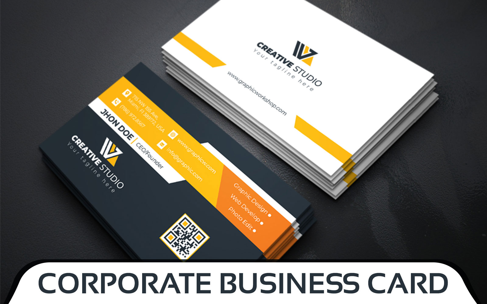 Business Card (Black & White) - Corporate Identity Template