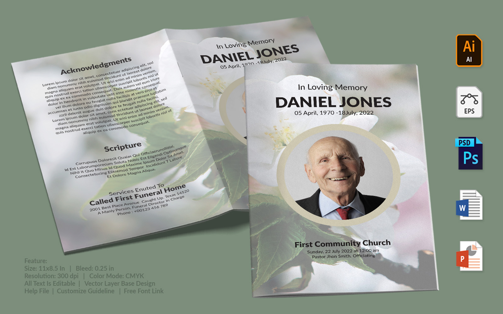 Printable Funeral Program - Corporate Identity Template