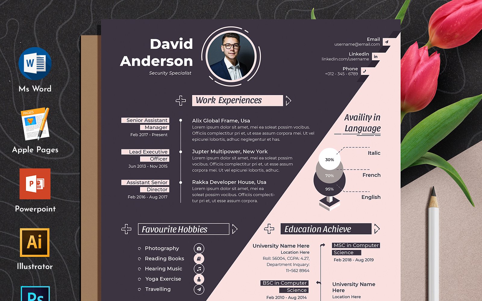 Modern & Creative Editable Word Apple Pages Resume Cv Template