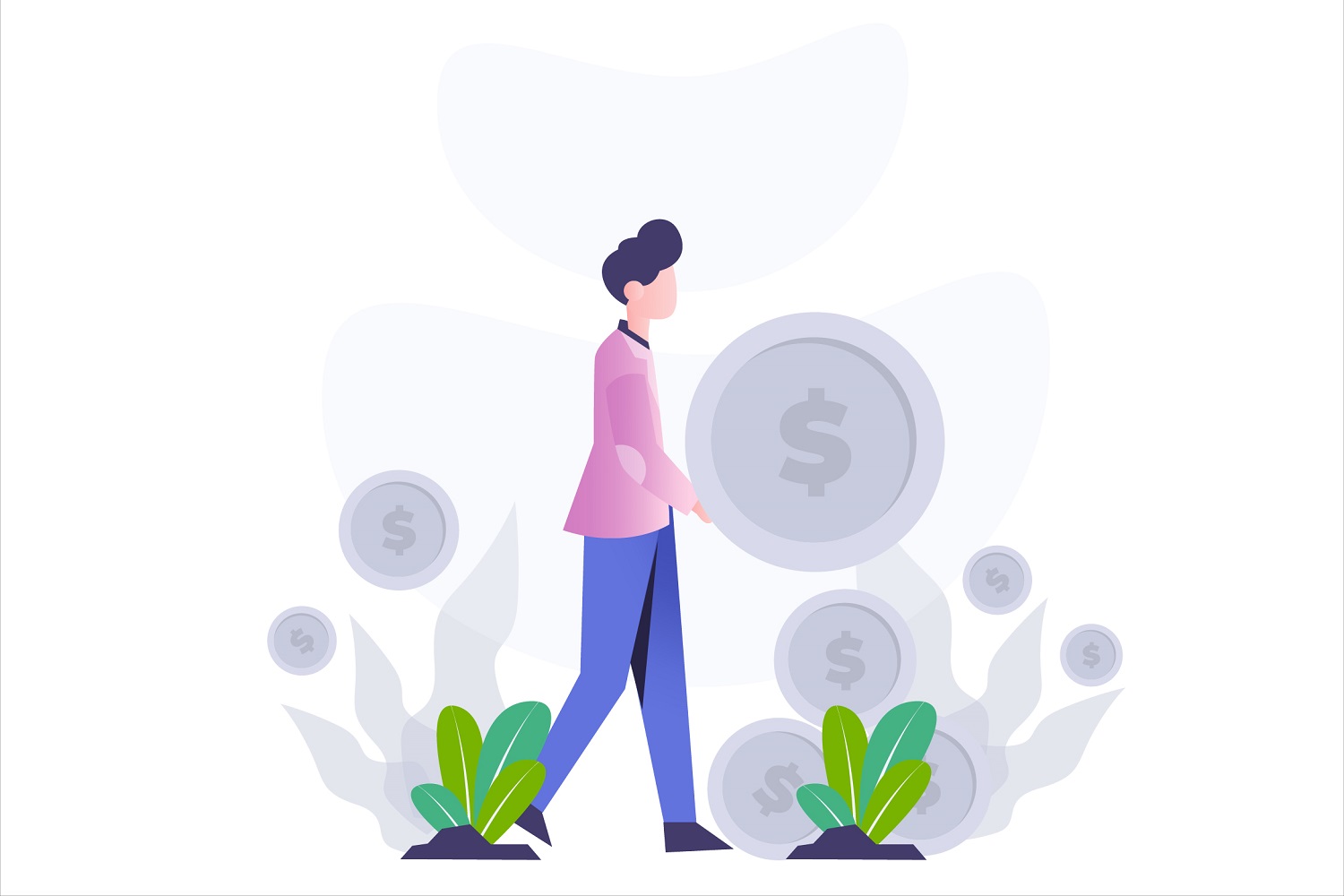 Investment Coin Flat Illustration - Vector Image