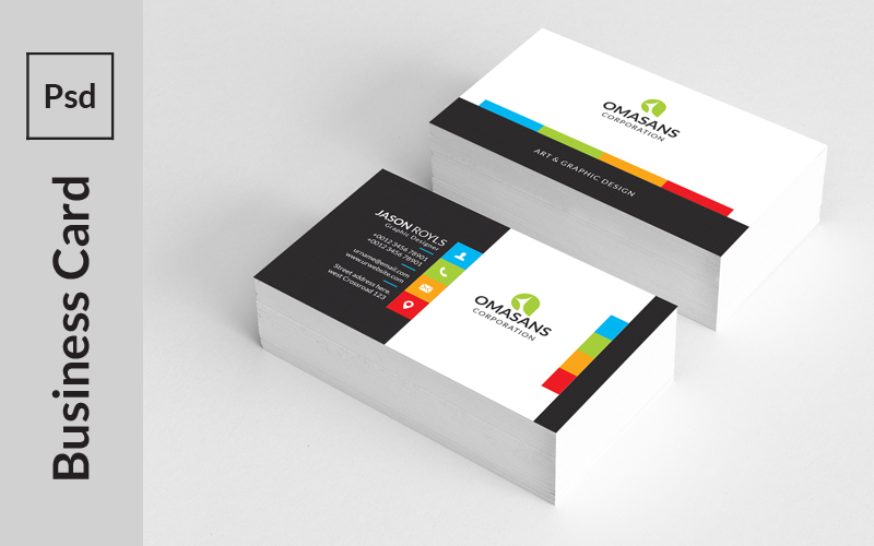 Mix Color Simple Business Card - Corporate Identity Template