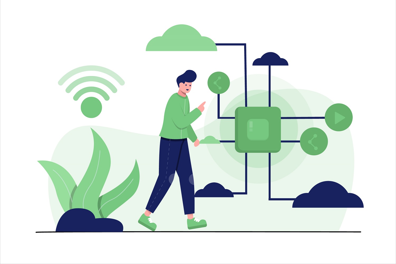 IoT Internet of Things Concept Flat Illustration - Vector Image