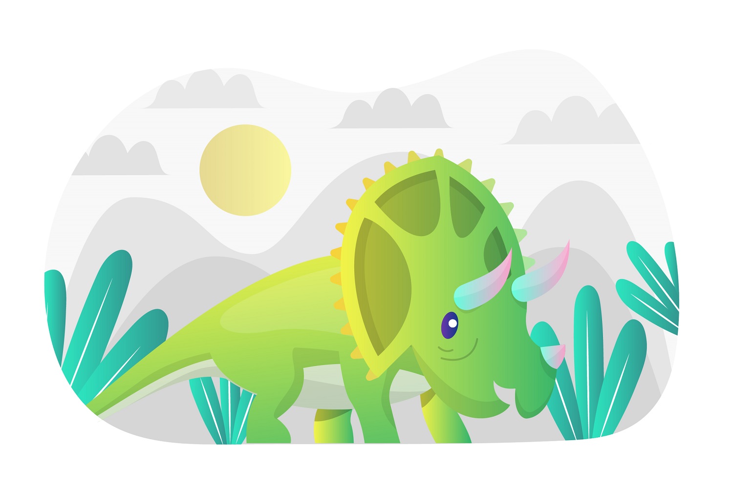 Triceratops Flat Illustration - Vector Image