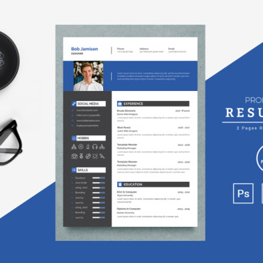 Blue Clean Resume Templates 105819