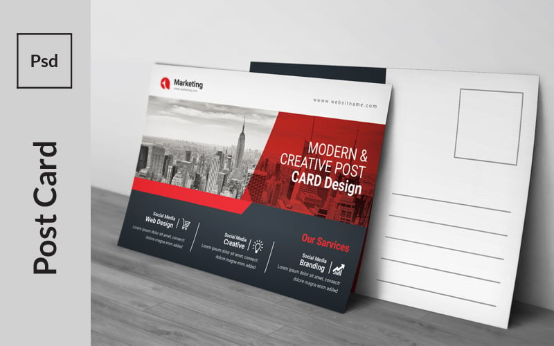 Modern Dark Design Postcard - Corporate Identity Template