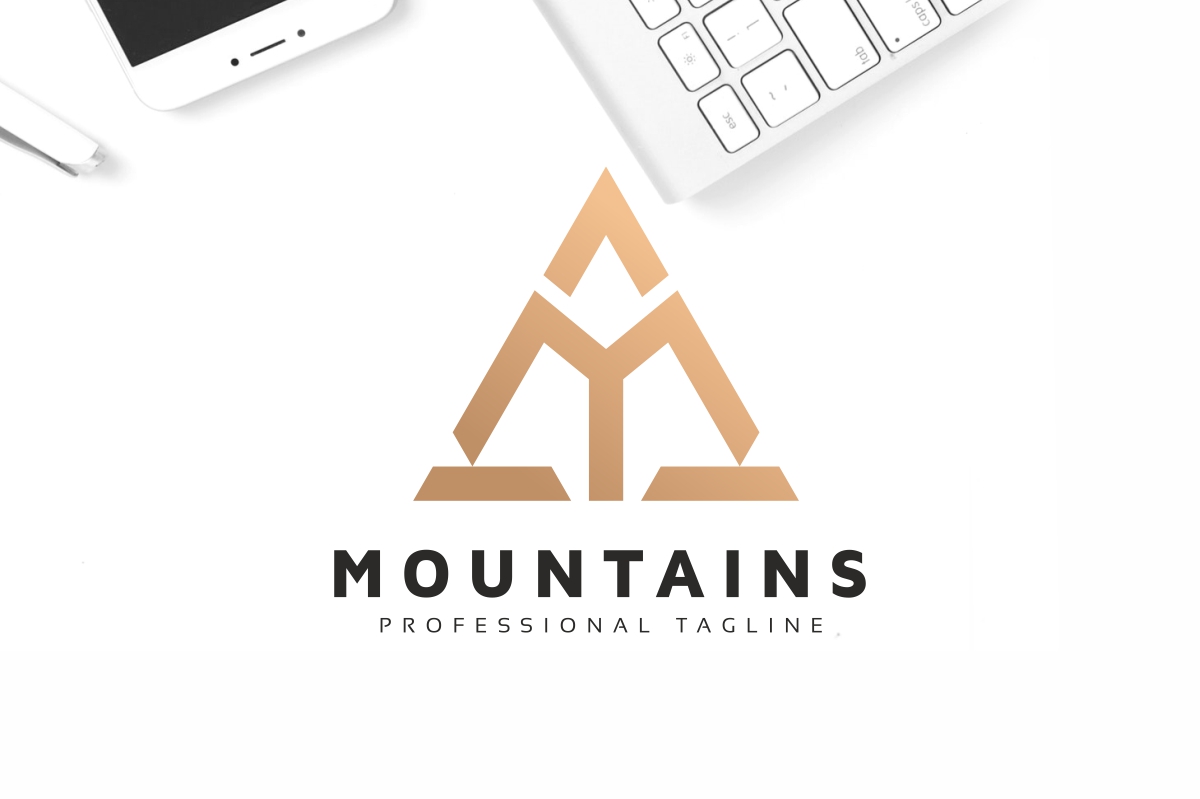 Mountains M Letter Logo Template