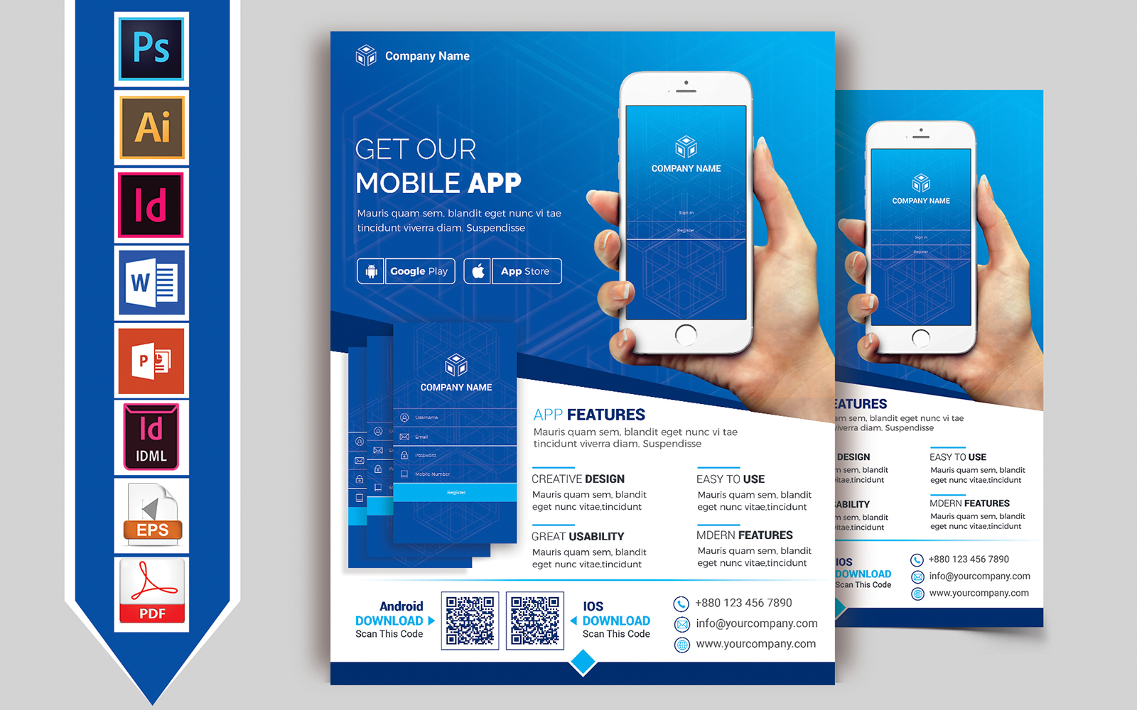 Mobile App Promotional Flyer Vol-03 - Corporate Identity Template