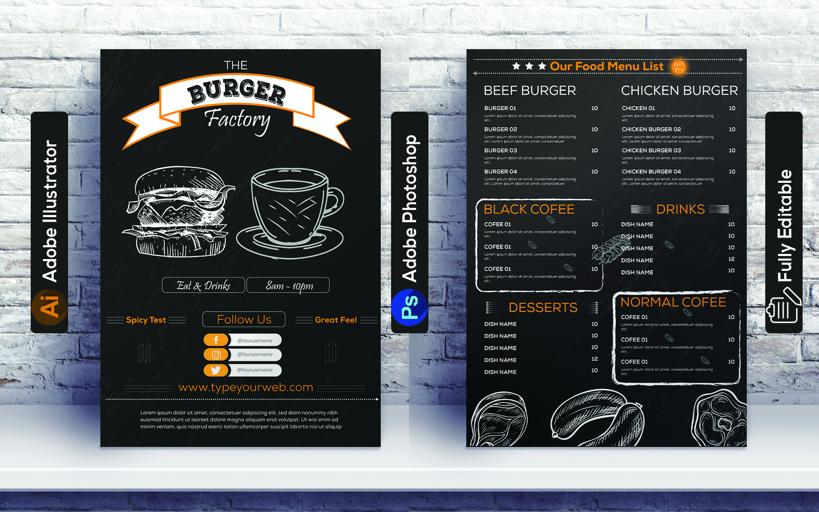Restaurant Burger Menu design - Corporate Identity Template