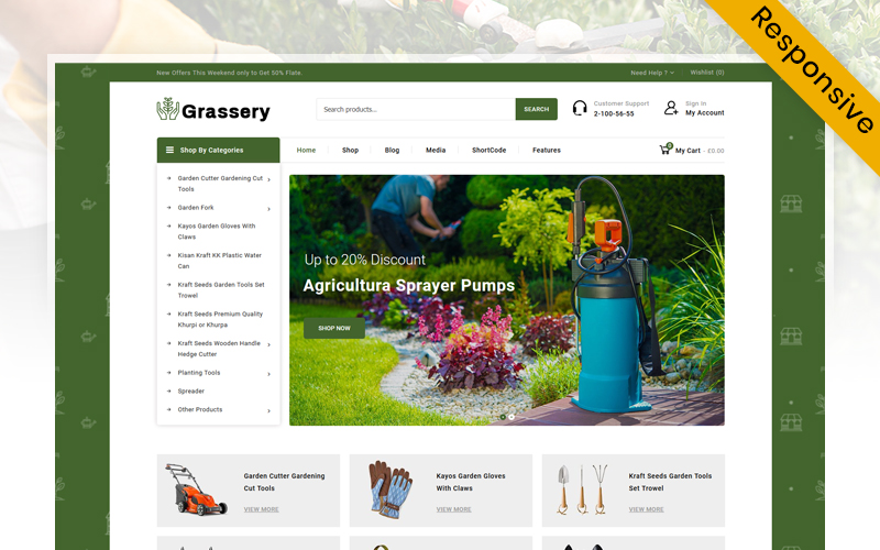 Grassery Garden Tools Store WooCommerce Responsive Theme