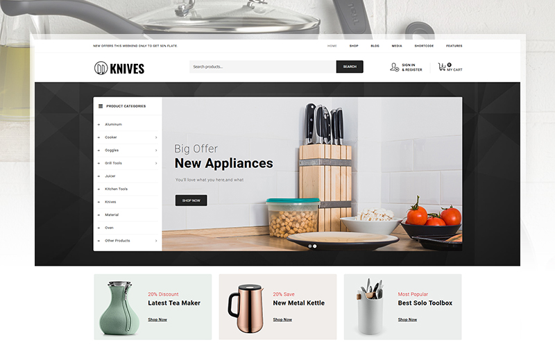 Knives - Kitchen Accessories Store WooCommerce Theme