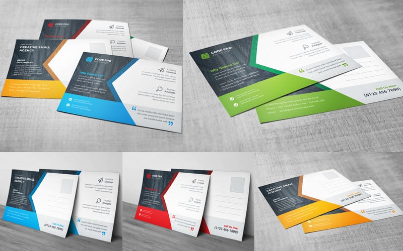 Blue Color Postcard Card - Corporate Identity Template