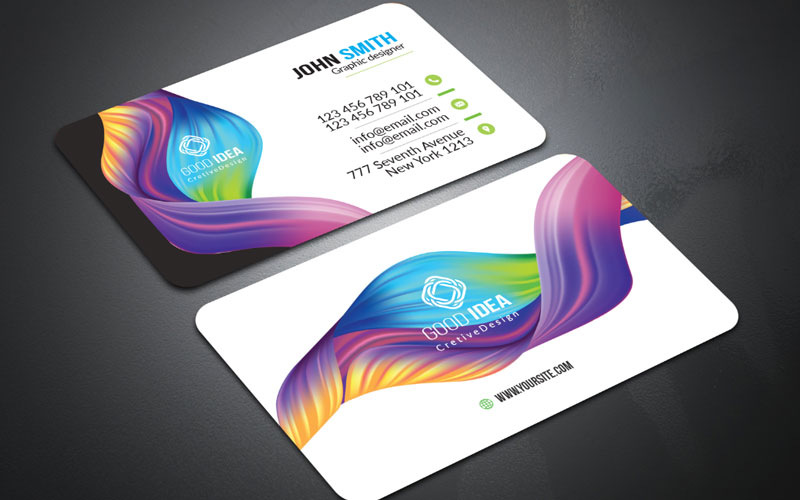Colorful Gradient Wave Business Card  Template Design