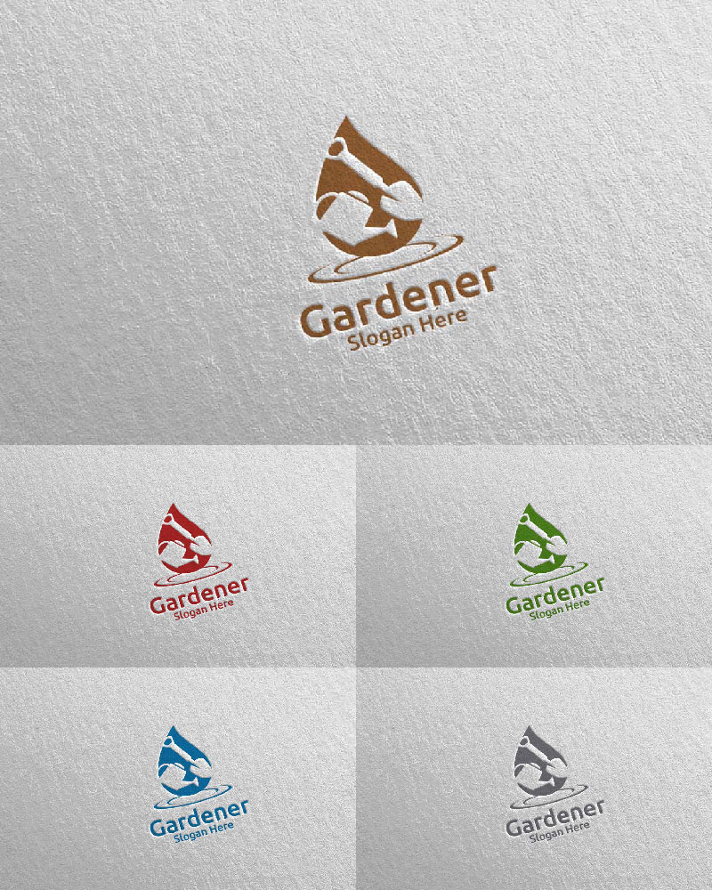 Water Botanical Gardener Design 9 Logo Template