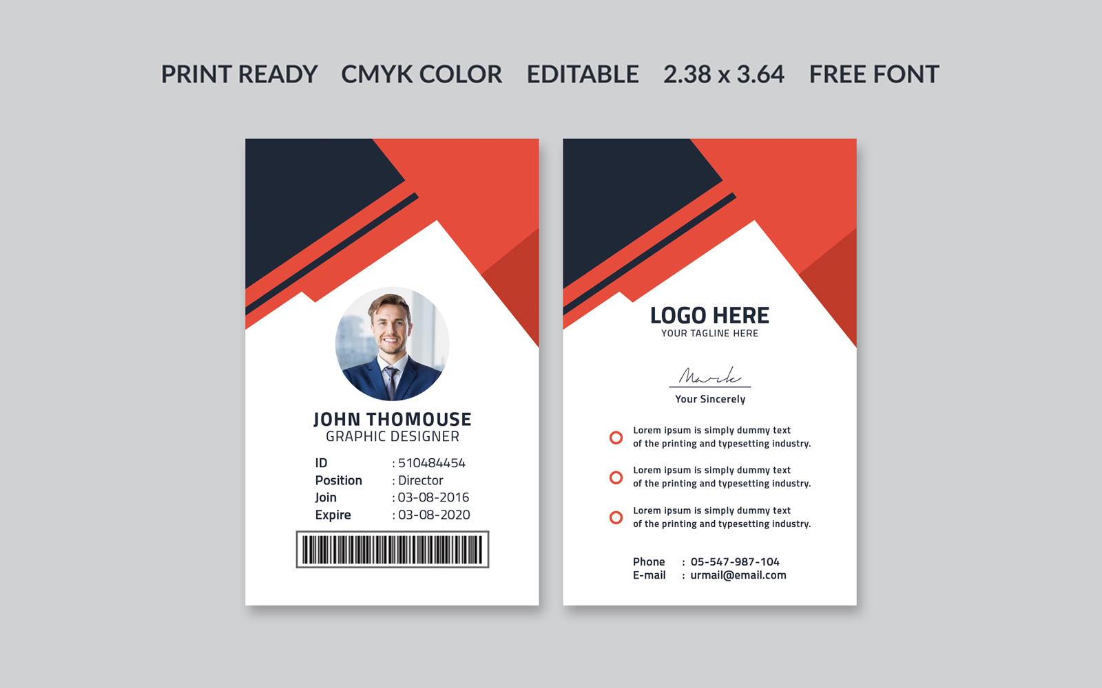 Red Id Card id - Corporate Identity Template