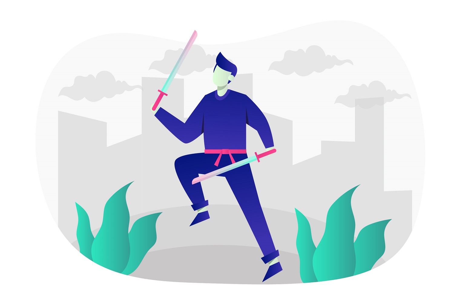 Ninja Katana Flat Illustration - Vector Image