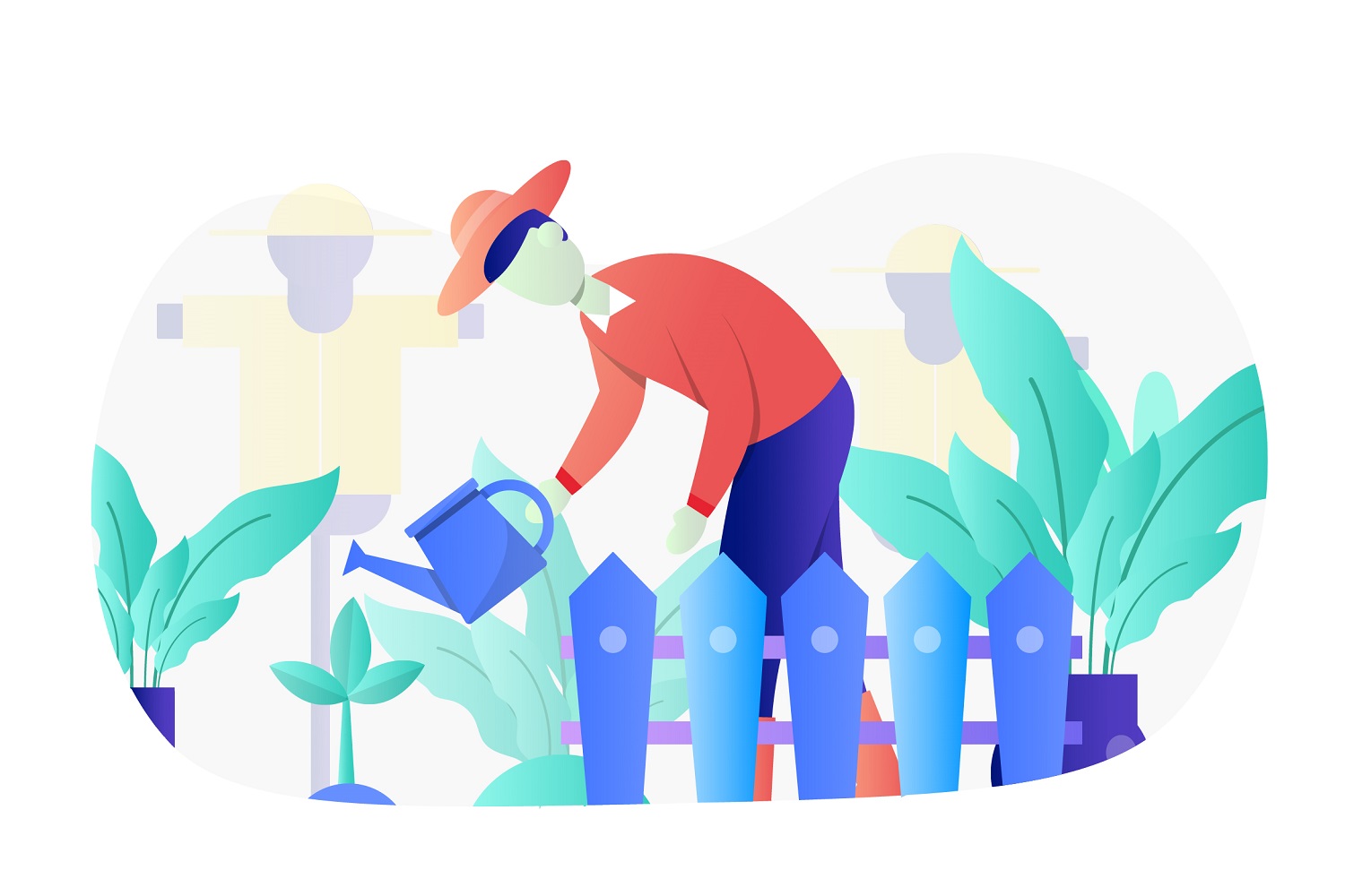 Gardening Concept Flat Illustration - Vector Image