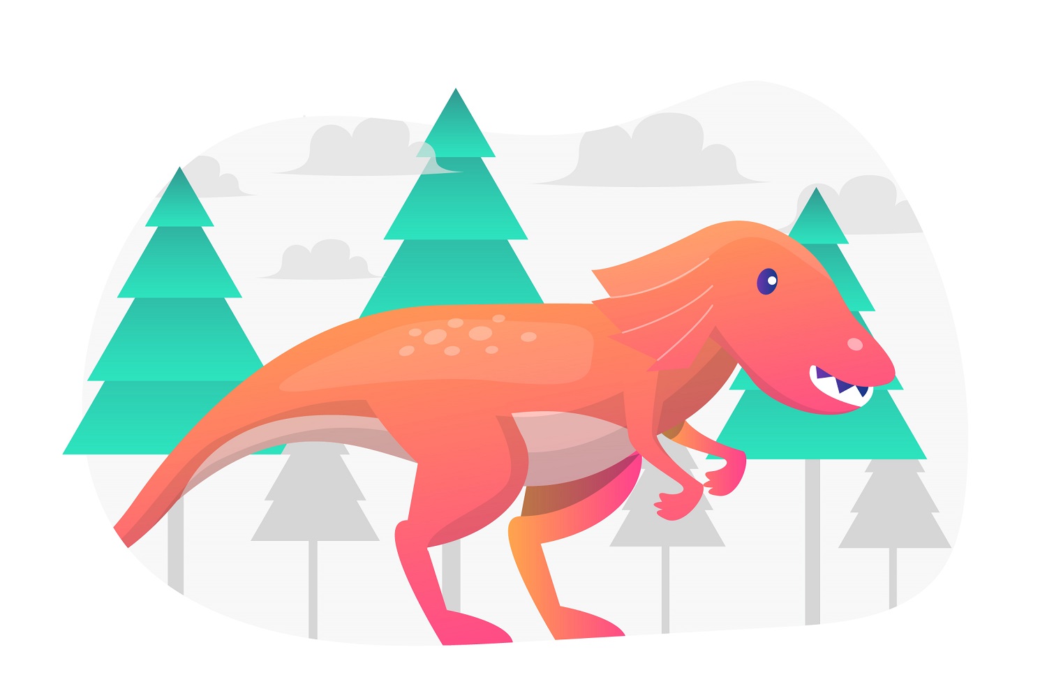 Dinousaur Concept Flat Illustration - Vector Image