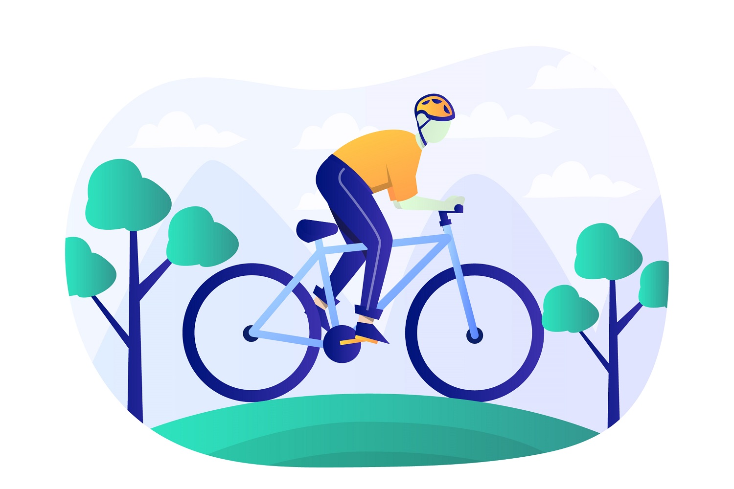 Mountain Bike Flat Illustration - Vector Image