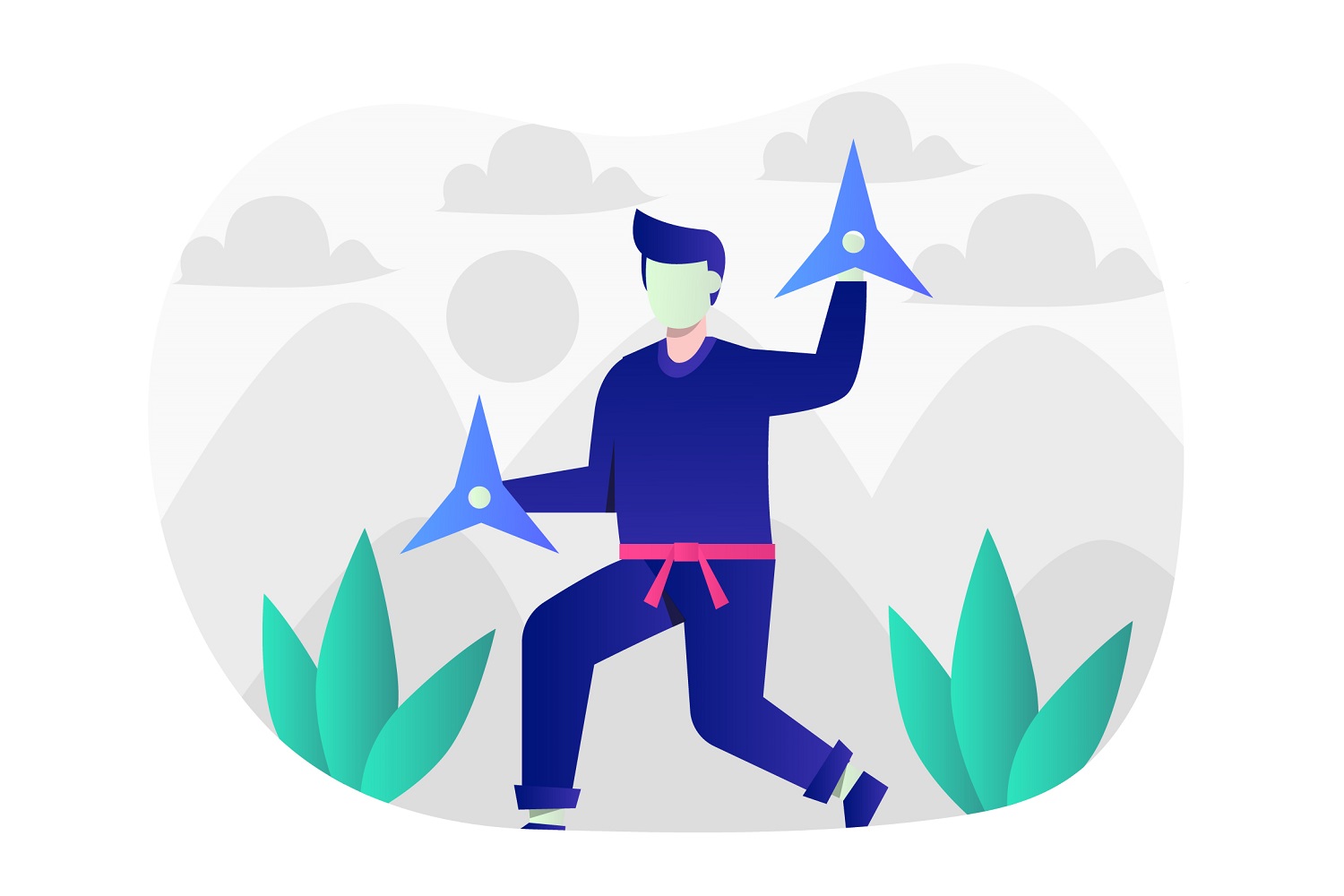 Ninja Flat Illustration - Vector Image