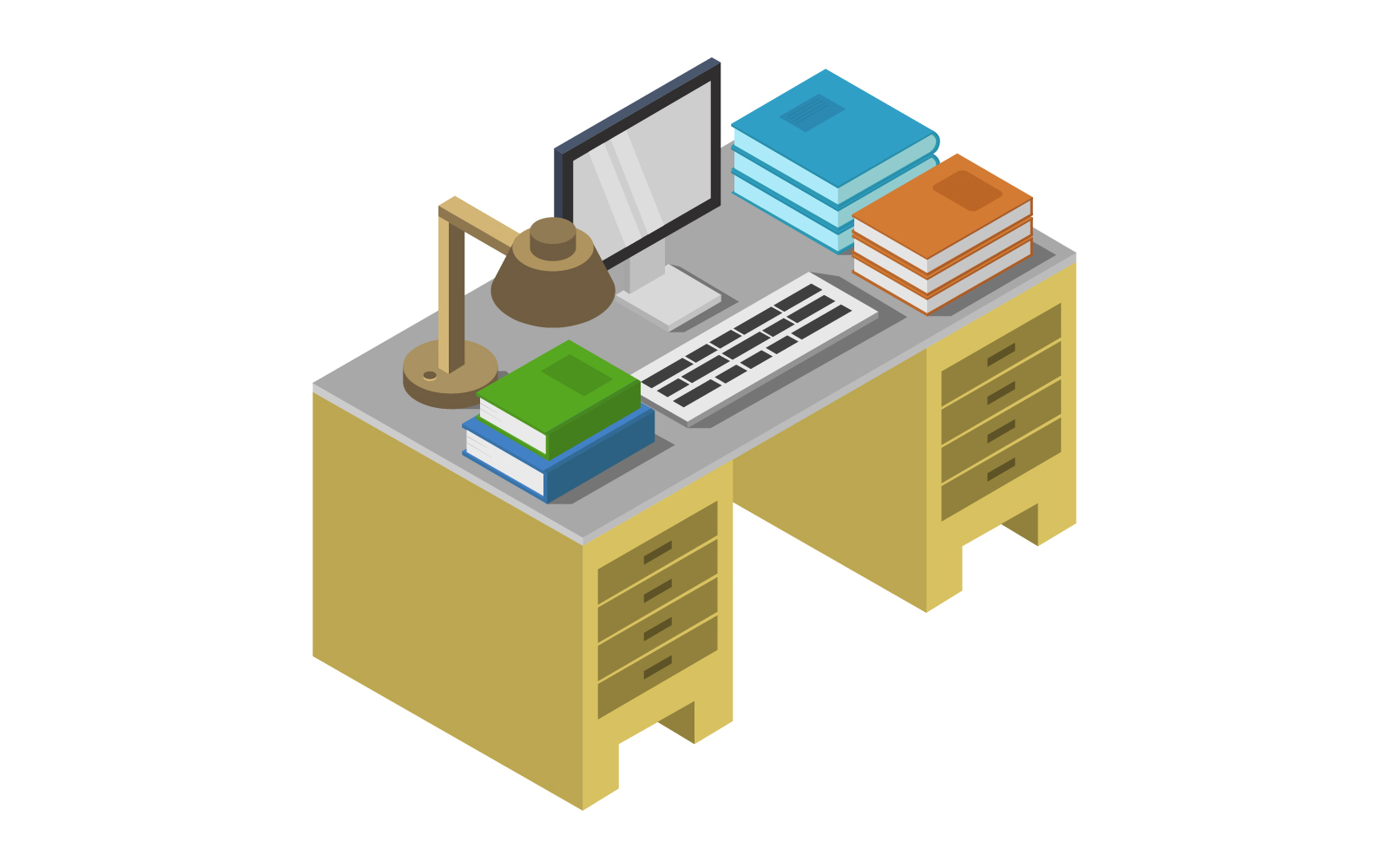 Study Online Isometric Illustrated on White Background - Vector Image