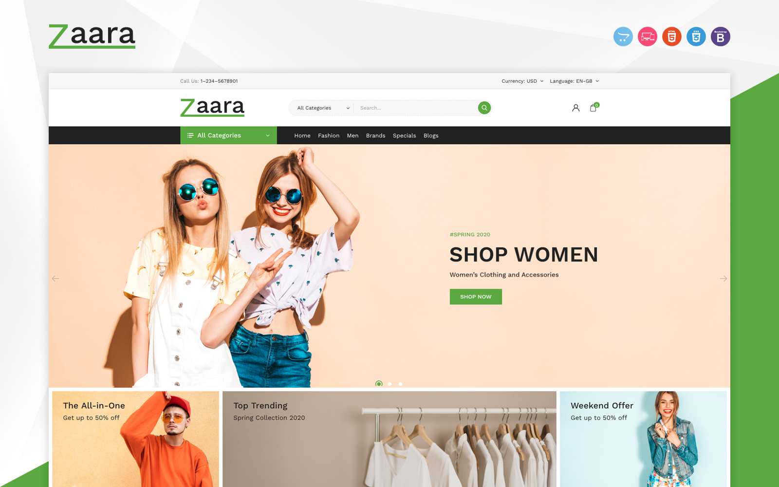 Zaara - Fashion Store OpenCart Template