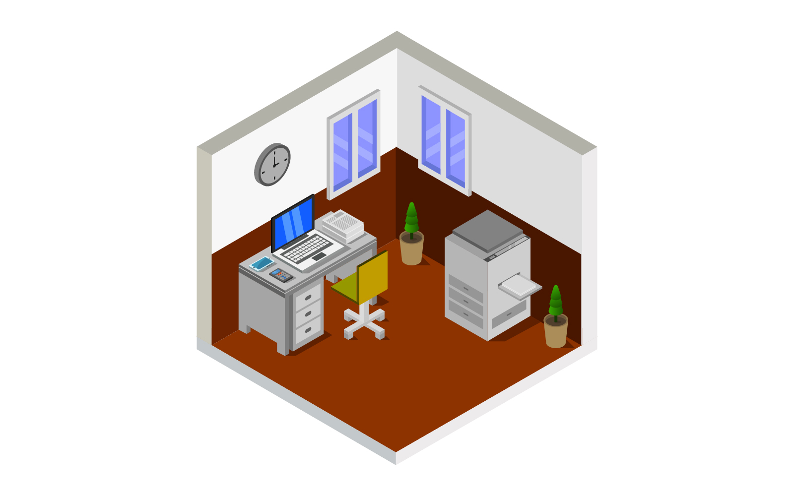 Isometric Office Room - Vector Image