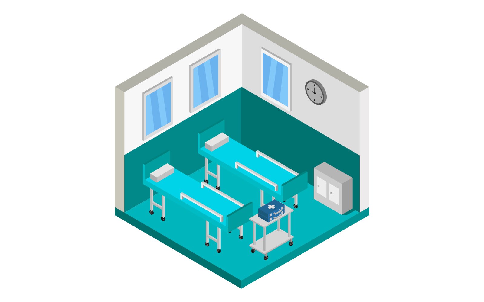 Isometric Hospital Room - Vector Image