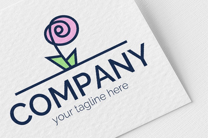 Logo, graphic sign, combines: Rose + lines