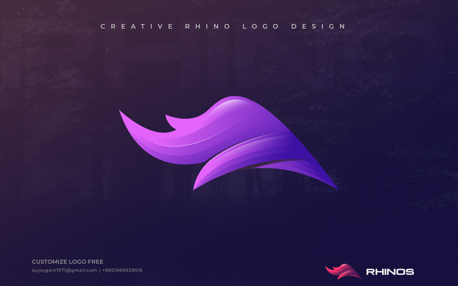 Creative Сolorful Rhino Design Logo Template