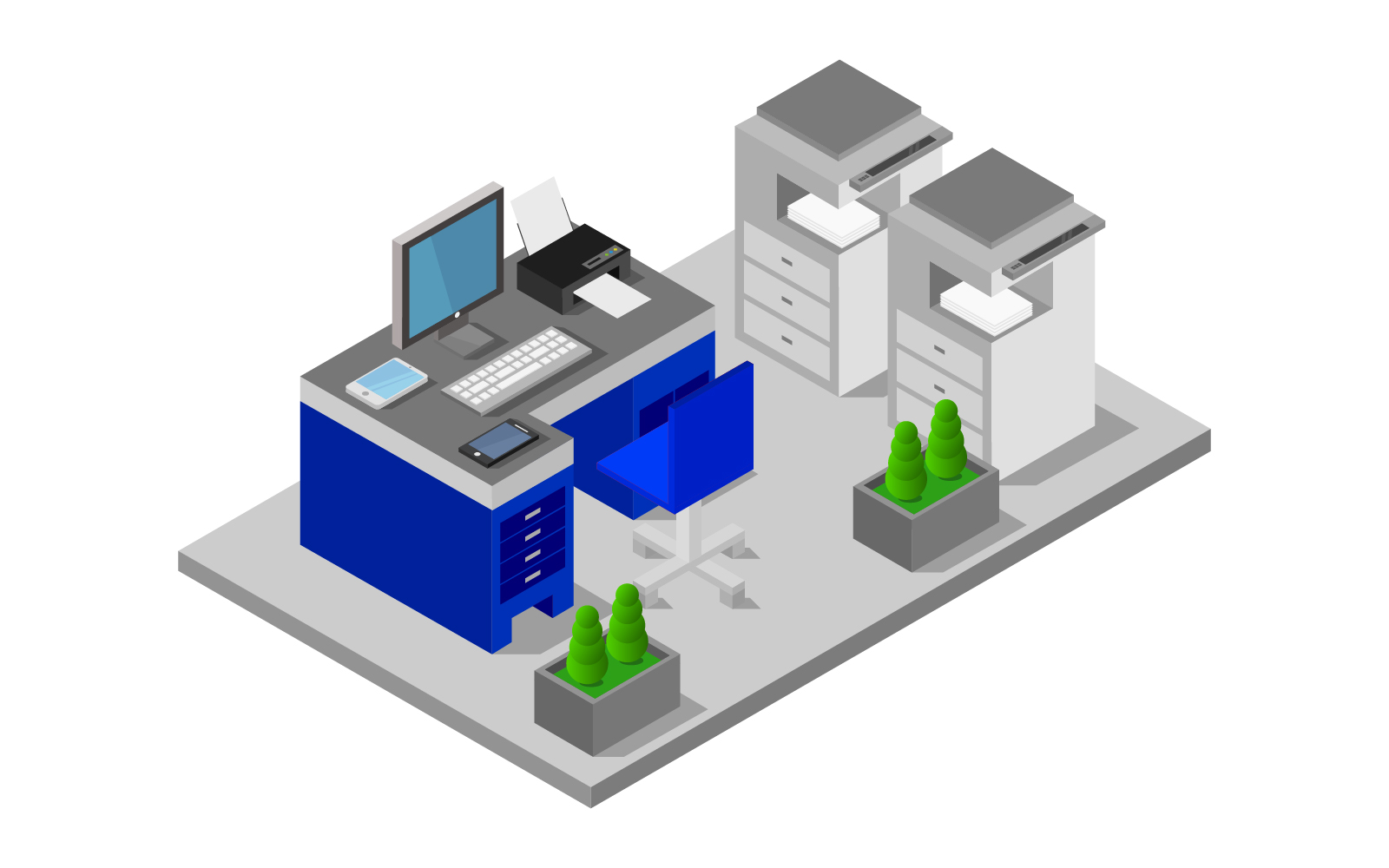 Isometric Office Room - Vector Image