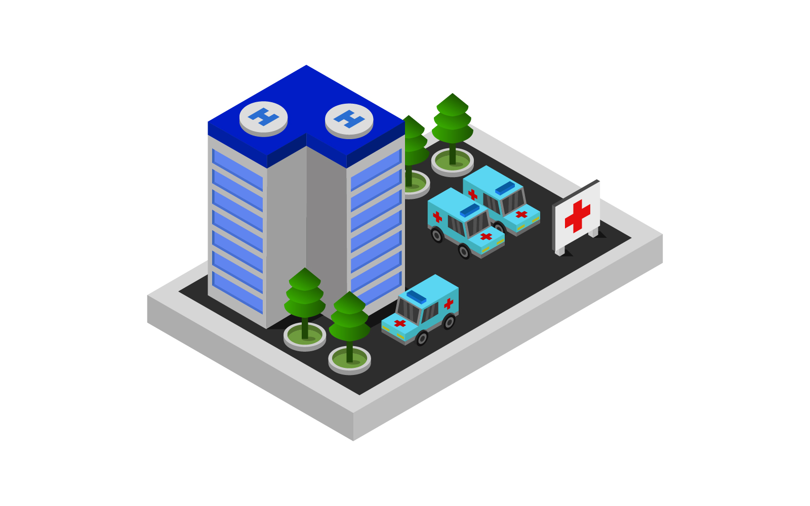 Isometric Hospital - Vector Image