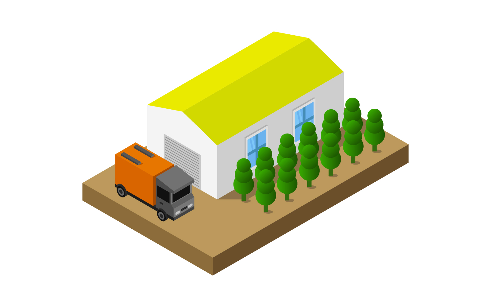 Isometric Garage Illustrated On White Background - Vector Image