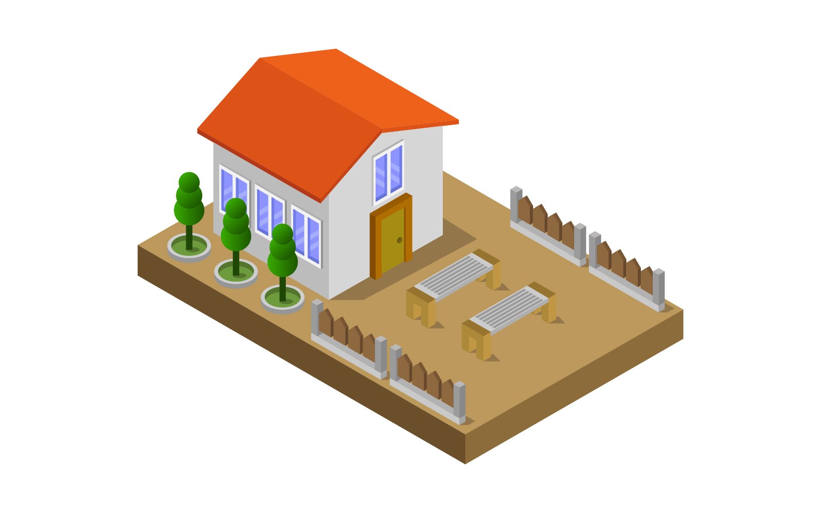 Isometric House On White Background - Vector Image