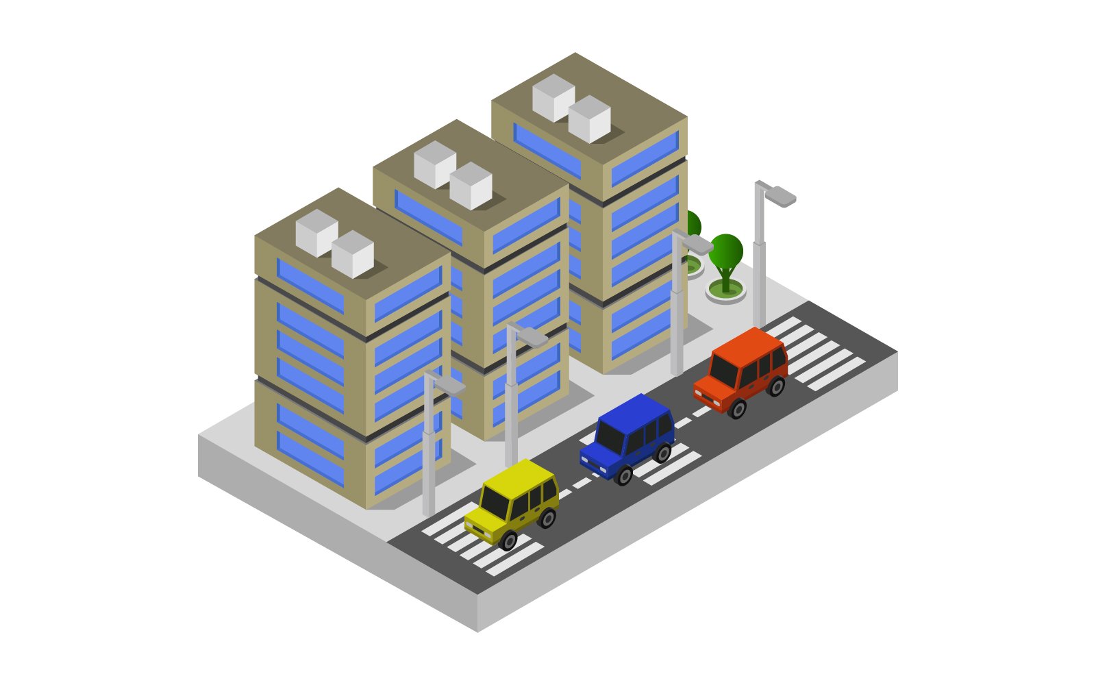 Isometric City Illustrated - Vector Image