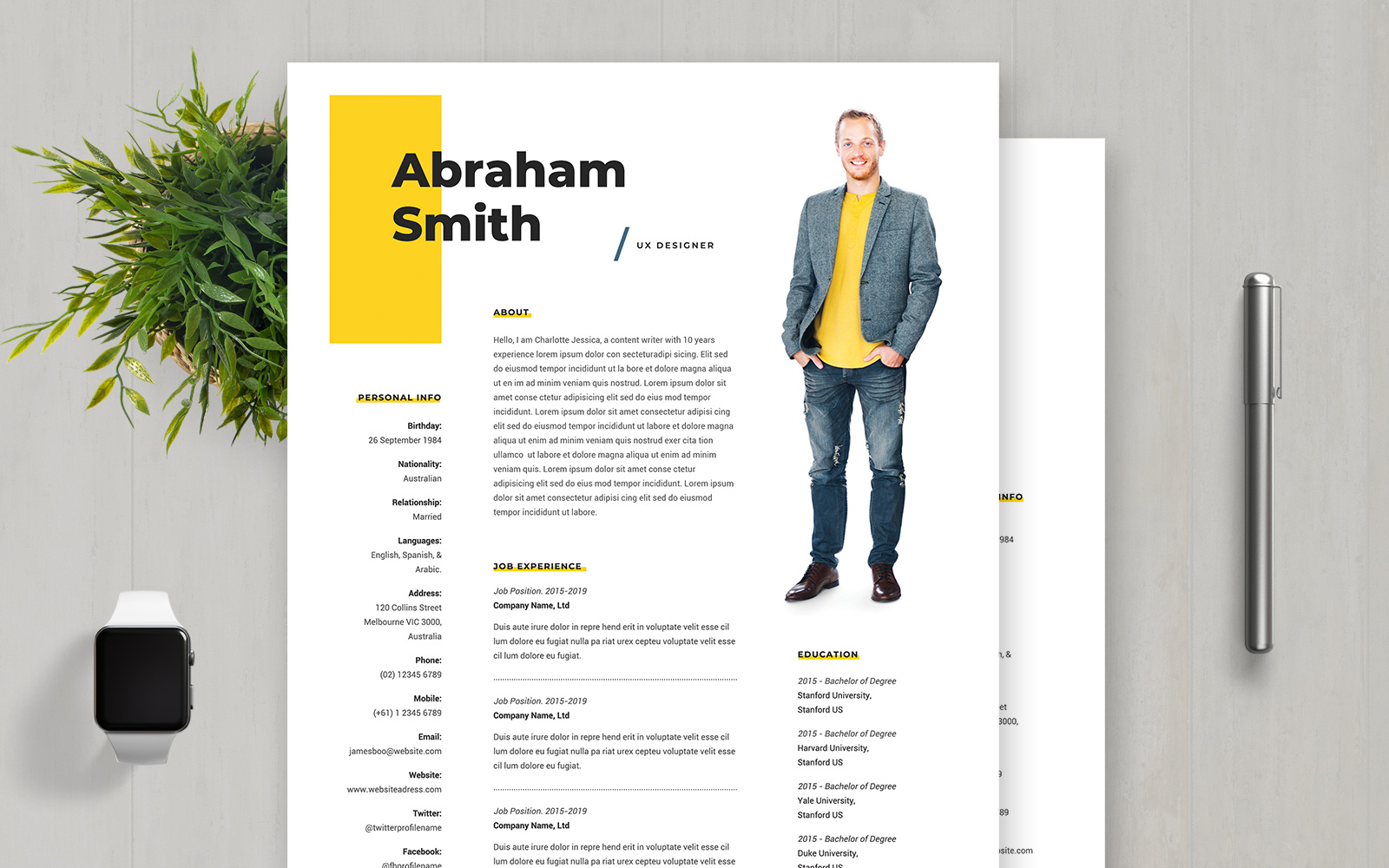 Abraham Smith | UX Designer Resume Template