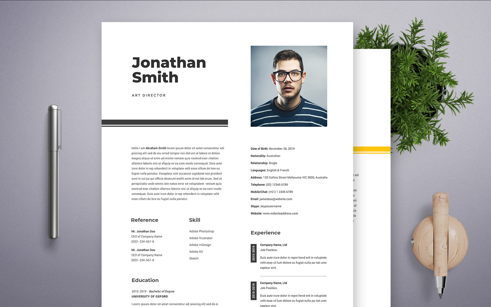 Jonathan Smith | Art Director Professional and Clean Resume Template