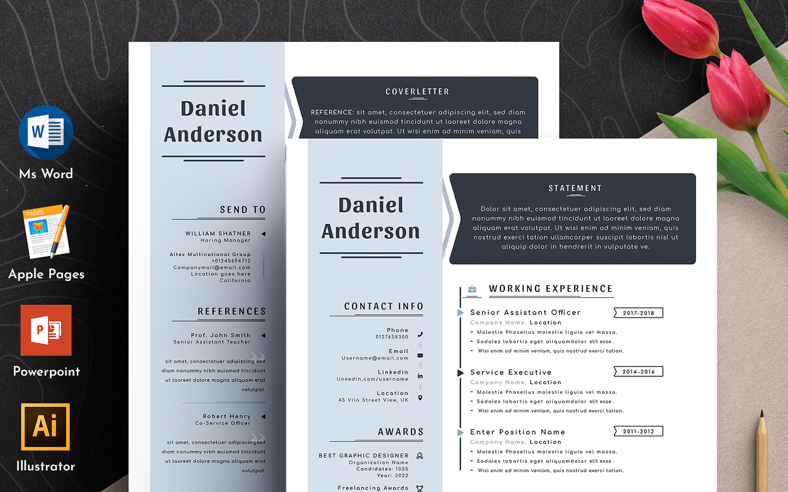 Clean & Creative Editable Cv Resume Template Word Apple Pages