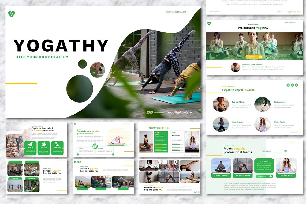 Yogathy - Yoga  Presentation PowerPoint template