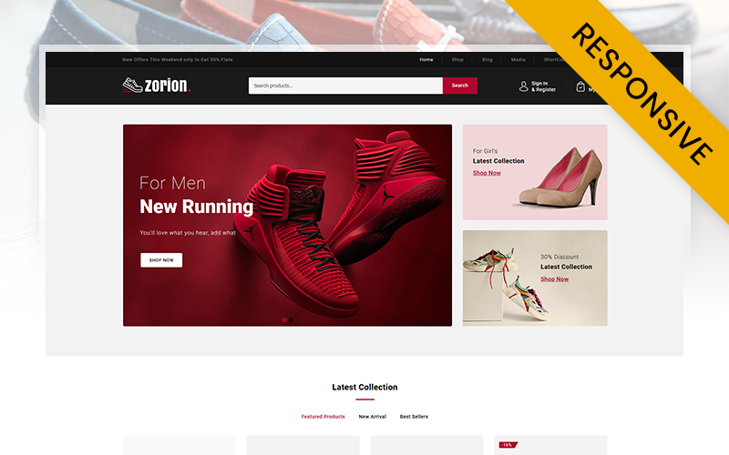Zorion - Online Shoes Store Elementor WooCommerce Responsive Theme