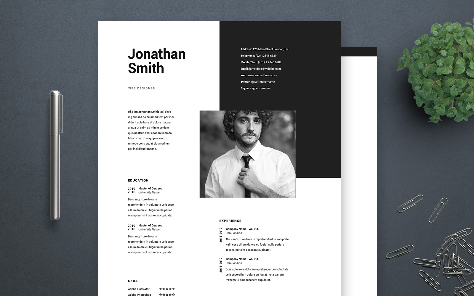 Jonathan Smith | Professional Web Designer Resume Template