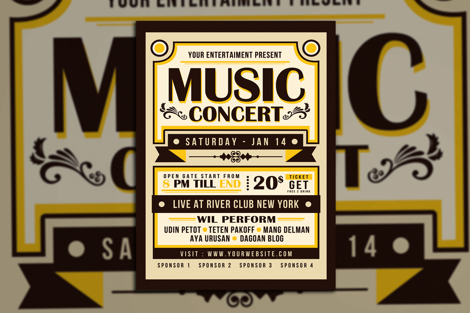 Vintage Music Concert Typography - Corporate Identity Template