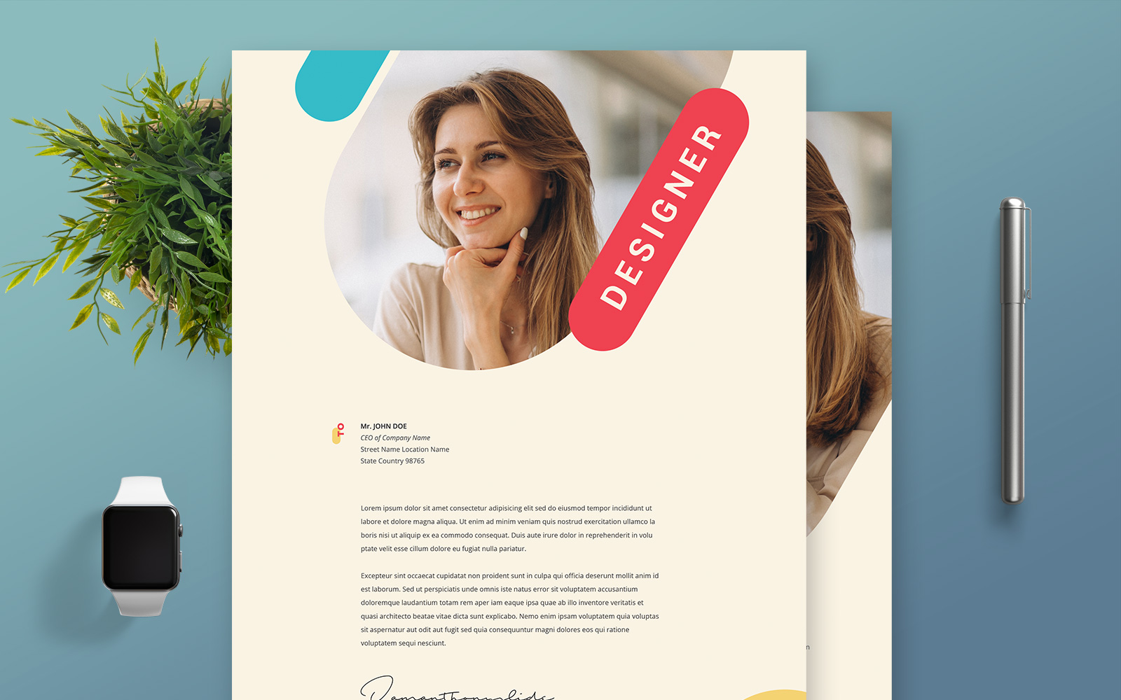 Designer Professional and clean Woman Resume Template