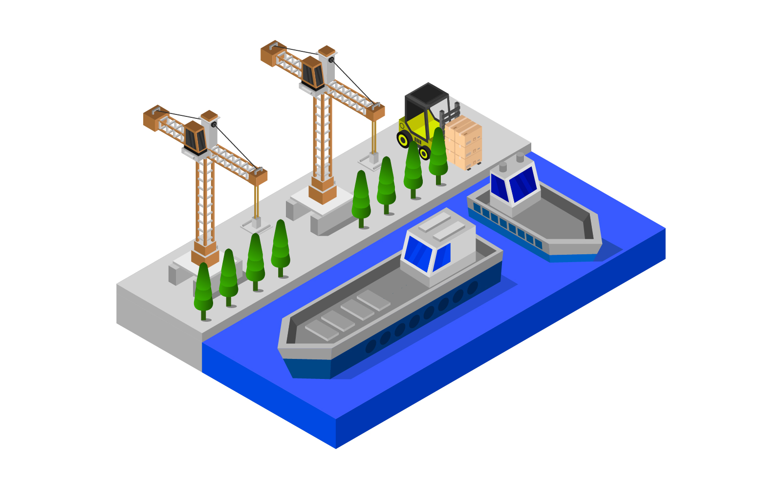 Isometric Port On White Background - Vector Image