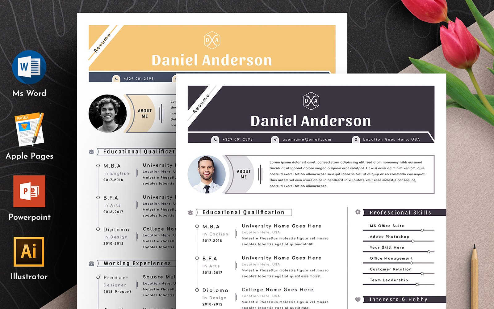 Clean & Professional Editable Ms Word Apple Pages Cv Resume Template
