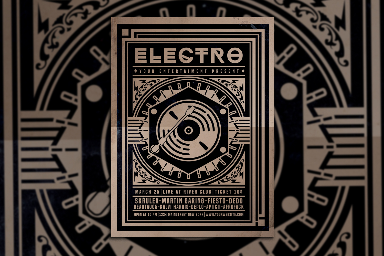 Vintage Electro Music Flyer - Corporate Identity Template