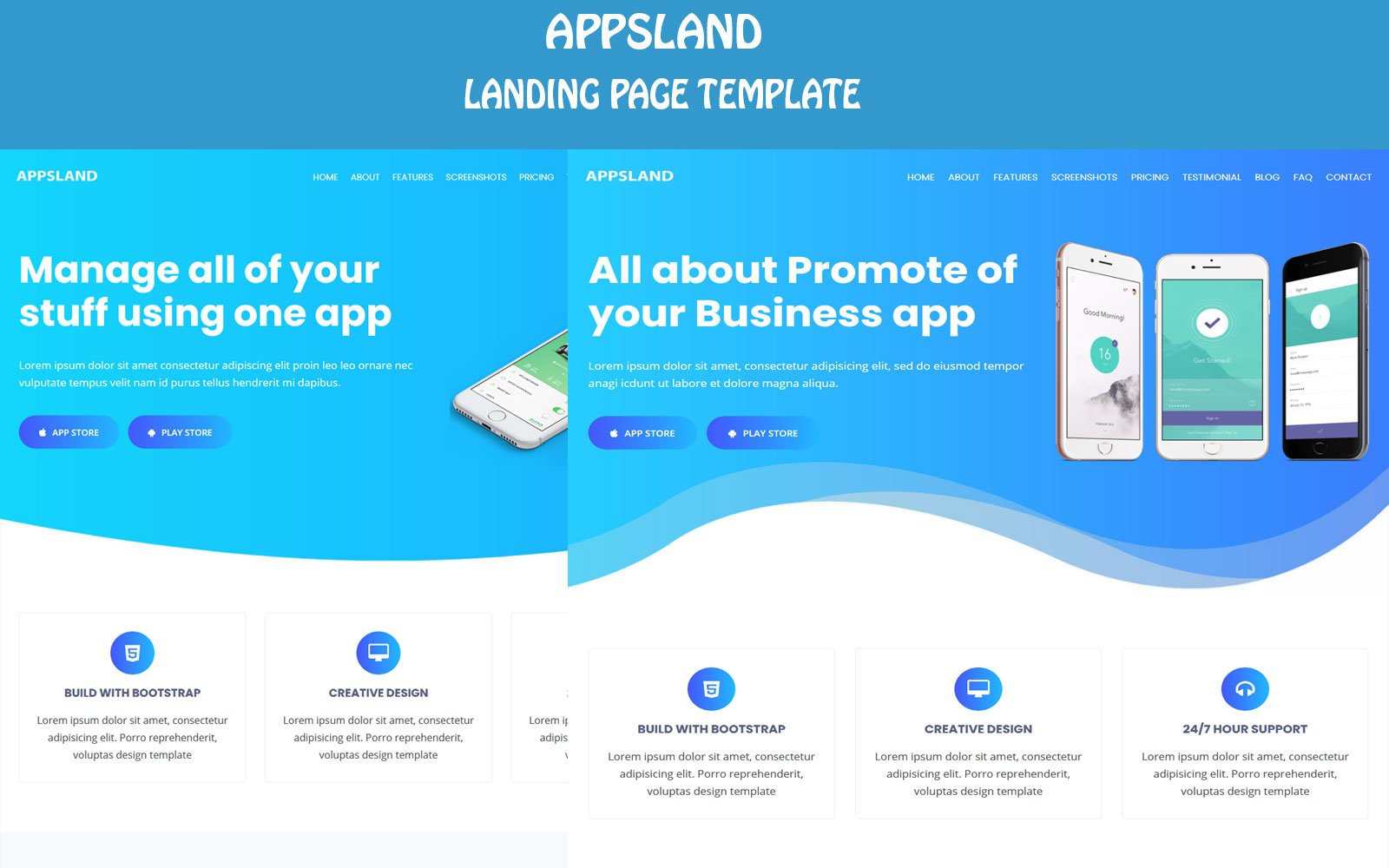 Appsland - App Landing Page Html5 Template