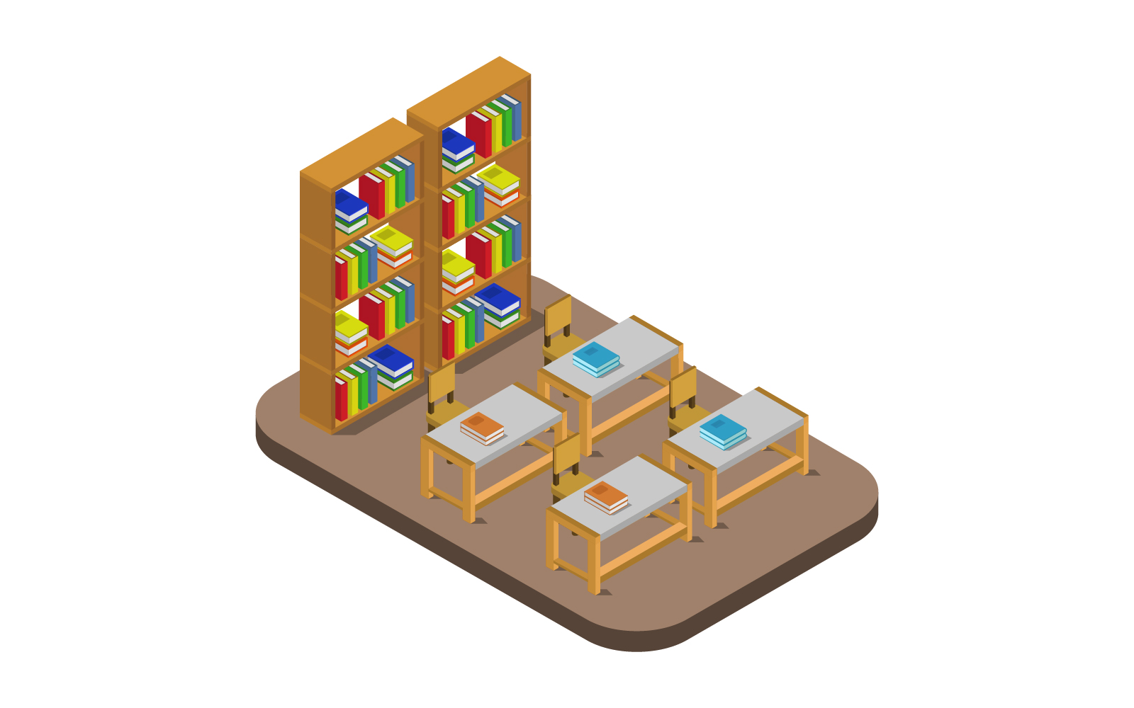 Isometric Library On A White Background - Vector Image