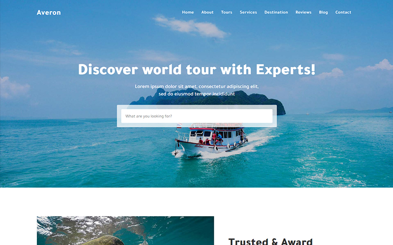 Averon - Responsive Tour & Travel HTML5 Landing Page Template