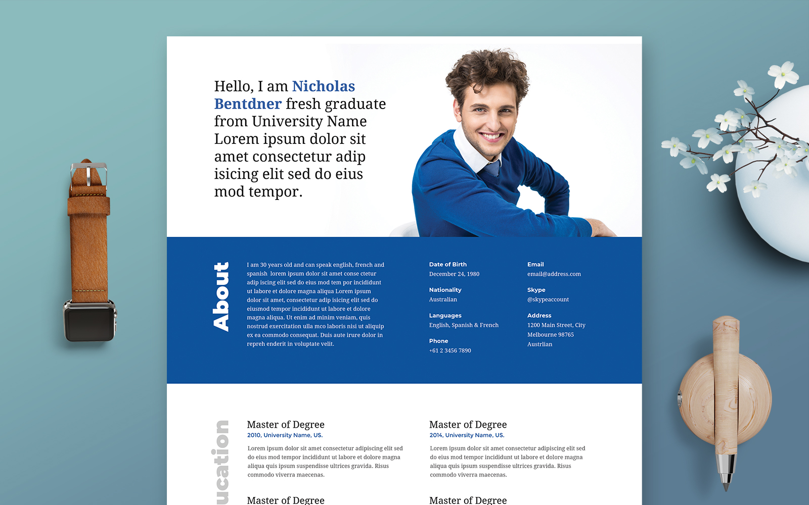 Nicholas Bentdner | Professional and Clean Resume Template